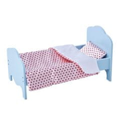Teamson Olivia's Little World - bábika Little Princess 18" Classic Single Bed Blue & Bedding Set - Polka Dots