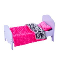 Teamson Olivia's Little World - Malá princezná 18 "bábika Klasická jednolôžková posteľ Fialová a posteľná súprava-Zebra Prints