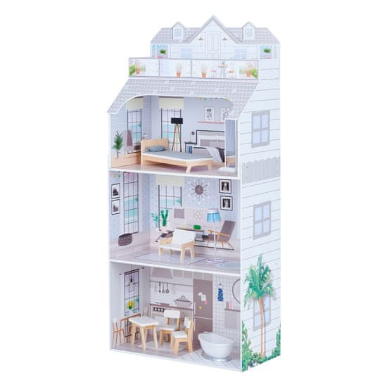 Teamson Olivia's Little World- 12" 3 poschodový domček pre bábiky s príslušenstvom (sivý)