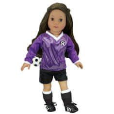 Teamson Sophia's - 18" bábika - Futbalové oblečenie, lopta, ponožky, kopačky a chrániče holení - fialová/čierna