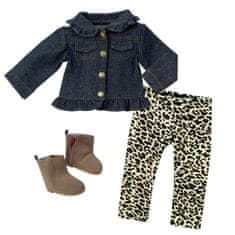 Teamson Sophia's - 18" bábika - džínsová bunda s volánmi, legíny so zvieracou potlačou - modrá