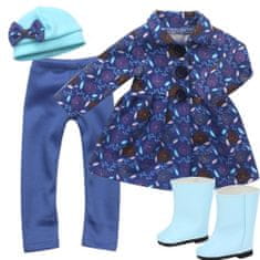 Teamson Bábika Sophia's - 14,5" - kabát s potlačou, ružové tričko, legíny, klobúk a semišové topánky - modrá