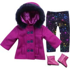 Teamson Sophia's - 18" bábika - Fuksiový kabát, legíny s hviezdičkovou potlačou a horúce ružové členkové topánky