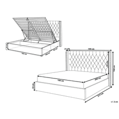 Beliani Zamatová posteľ s úložným priestorom 160 x 200 cm sivá LUBBON
