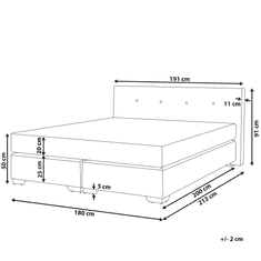 Beliani Kontinentálna posteľ CONSUL svetlosivá 180x200 cm