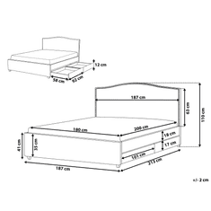Beliani Čalúnená posteľ s úložným priestorom a farebným LED osvetlením 180 x 200 cm sivá MONTPELLIER
