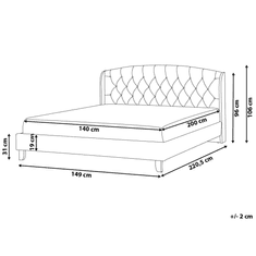 Beliani Svetlosivá čalúnená posteľ Chesterfield 140x200 cm BORDEAUX