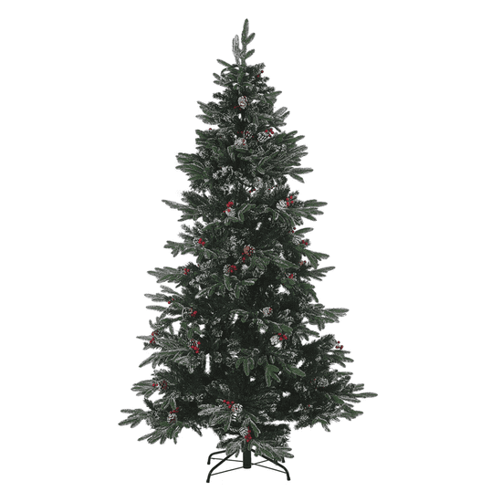Beliani Zasnežený umelý vianočný stromček 180 cm zelený DENALI