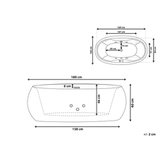 Beliani Voľne stojaca vírivá vaňa s LED svetlom 180 x 100 cm biela MUSTIQUE