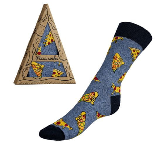 Ponožky Pizza darčekové balenie - 39-42 - modrá, žltá