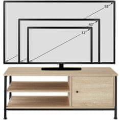 tectake Televízny stolík Durban 110x40x45,5cm - Industrial svetlé drevo, dub Sonoma