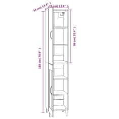 Vidaxl Vysoká skrinka dymový dub 34,5x34x180 cm spracované drevo