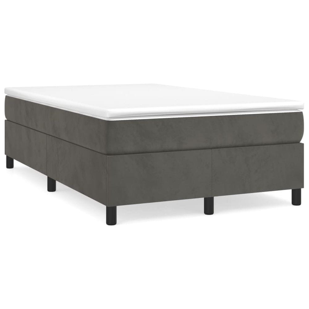 Vidaxl Posteľný rám na boxspring tmavosivý 120x200 cm zamat