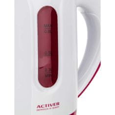 ACTIVER Kanvica plastová SOLLA 0,8 l, 900-1100W, otočná 360st., bielo-bordó