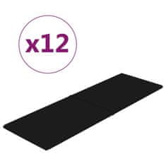 Vidaxl Nástenné panely 12 ks čierne 90x30 cm zamat 3,24 m²