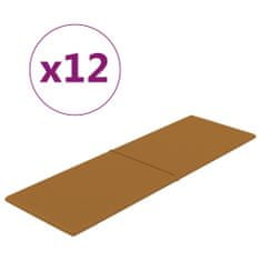 Vidaxl Nástenné panely 12 ks hnedé 90x30 cm zamat 3,24 m²