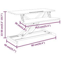 Vidaxl Nastaviteľný pracovný stôl 90x40x(13-50) cm oceľ a sprac. drevo