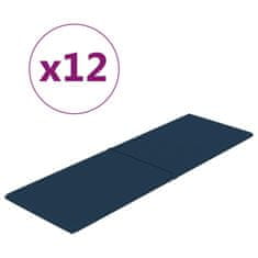 Vidaxl Nástenné panely 12 ks modré 90x30 cm zamat 3,24 m²