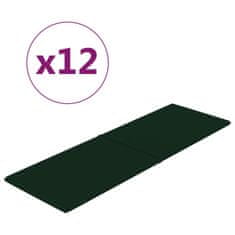 Vidaxl Nástenné panely 12 ks tmavozelené 90x30 cm zamat 3,24 m²