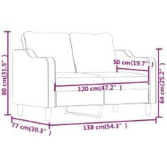 Vidaxl 2-miestna pohovka krémová 120 cm látka