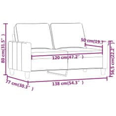 Vidaxl 2-miestna pohovka vínovo-červená 120 cm zamat