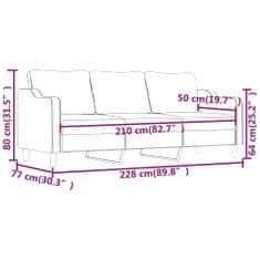Vidaxl 3-miestna pohovka krémová 210 cm látka