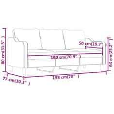 Vidaxl 3-miestna pohovka hnedá 180 cm látka