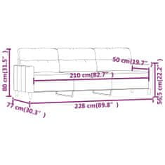 Vidaxl 3-miestna pohovka hnedá 210 cm látka