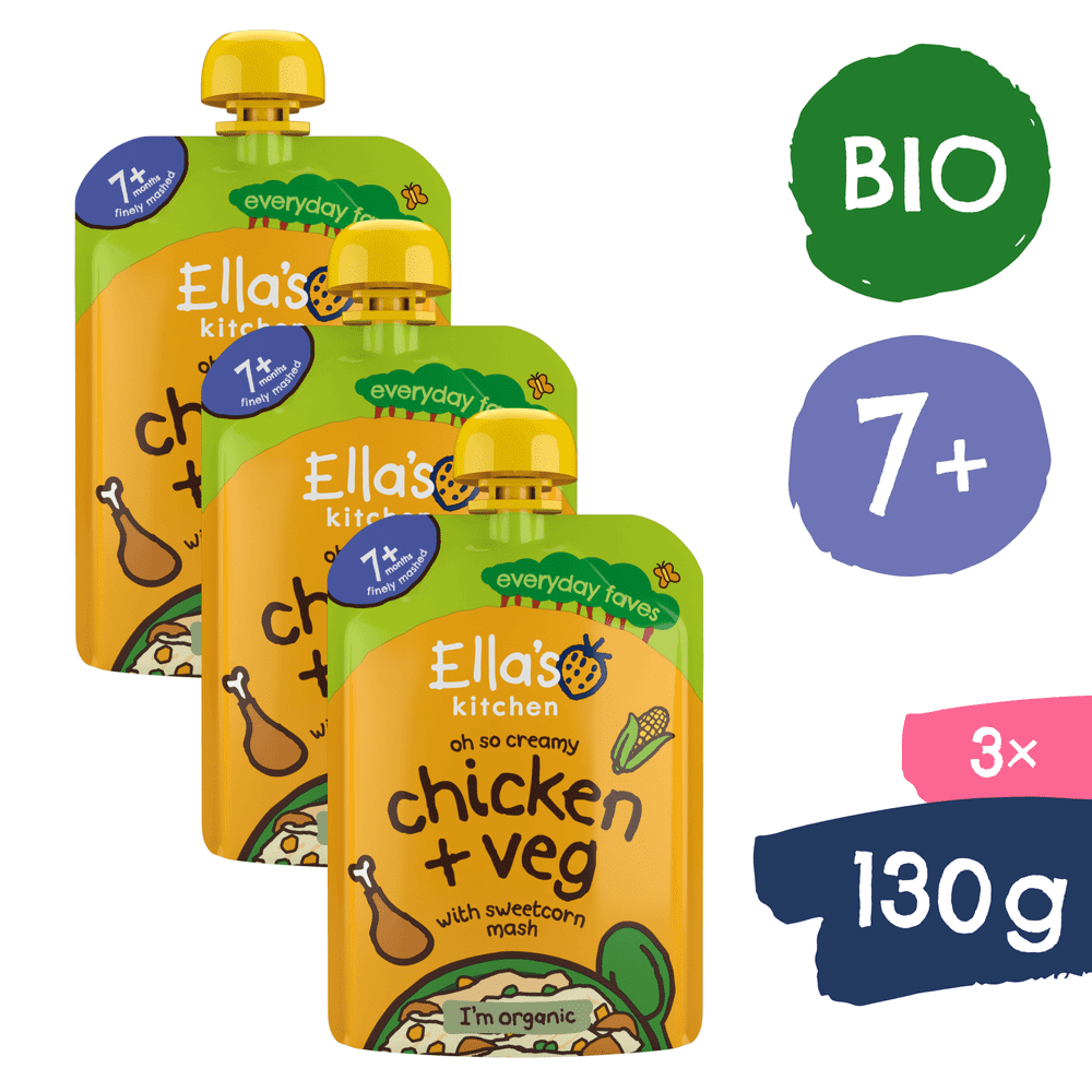 Ella\'s Kitchen BIO Kuriatko s kukuričnou kašou (3× 130 g)