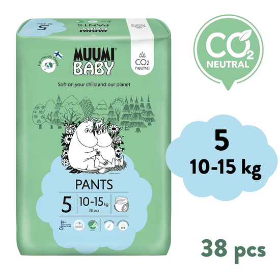 MUUMI BABY Pants 5 Maxi+ 10-15 kg spodnjice eko plenice 38 ks