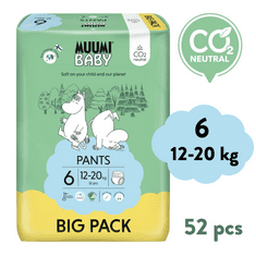 MUUMI BABY Pants 6 Junior 12-20 kg spodnjice eko plenice 52 ks