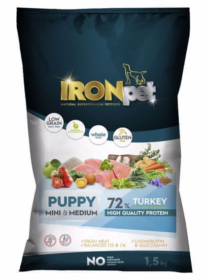 IRONpet Dog Puppy Mini & Medium Turkey (Krocan) 1,5 kg