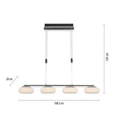 PAUL NEUHAUS PAUL NEUHAUS LED Q ETIENNE závesné svietidlo Smart Home, čierna, podlhovasté, 4 ramenné ZigBee 2700-5000K