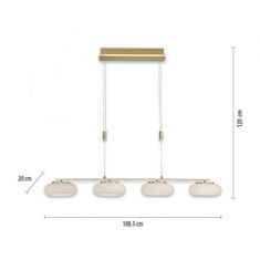 PAUL NEUHAUS PAUL NEUHAUS LED Q ETIENNE závesné svietidlo Smart Home, mosadz, podlhovasté, 4 ramenné ZigBee 2700-5000K