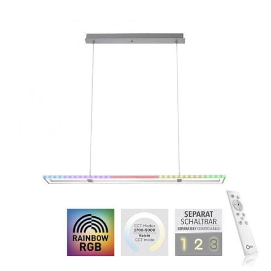 PAUL NEUHAUS LEUCHTEN DIREKT aj s JUST LIGHT LED závesné svietidlo, strieborná farba, stmievateľné, Rainbow RGB, pamäťová funkcia RGB plus 2700-5000K