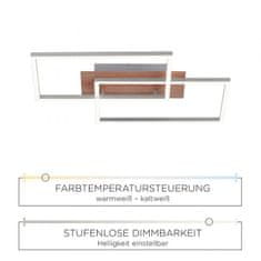 PAUL NEUHAUS LEUCHTEN DIREKT aj s JUST LIGHT LED stropné svietidlo, 50,4x42cm, diaľkový ovládač, stmievateľné, drevodekor, 2700-5000K