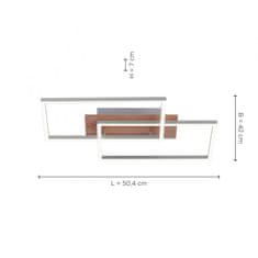 PAUL NEUHAUS LEUCHTEN DIREKT aj s JUST LIGHT LED stropné svietidlo, 50,4x42cm, diaľkový ovládač, stmievateľné, drevodekor, 2700-5000K