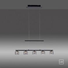 PAUL NEUHAUS PAUL NEUHAUS LED závesné svietidlo, čierna, 5 ramenné, nastaviteľná výška, nad jedálenský stôl 3000K