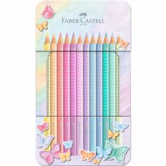 Faber-Castell Pastelky Sparkle set 12 farebný-plech pastelové farby