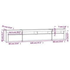 Vidaxl TV skrinka s LED svetlami hnedý dub 240x35x40 cm