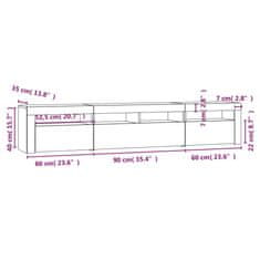 Vidaxl TV skrinka s LED svetlami dub sonoma 210 x 35 x 40 cm