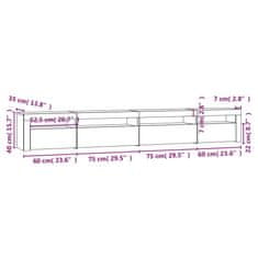 Vidaxl TV skrinka s LED svetlami biela 270x35x40 cm