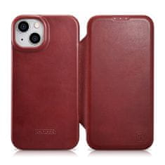 shumee Magnetické flipové puzdro na iPhone 14 Plus MagSafe CE Oil Wax Premium Leather Burgundy