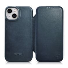 shumee Magnetické flipové puzdro na iPhone 14 Plus MagSafe CE Oil Wax Premium Leather Navy Blue