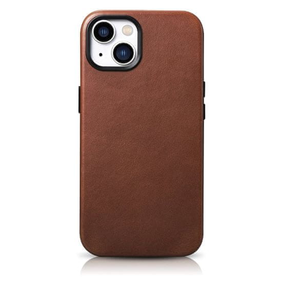 shumee Magnetické kožené puzdro na iPhone 14 Plus s koženým puzdrom MagSafe Oil Wax Premium Leather Case hnedé