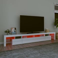 Vidaxl TV skrinka s LED svetlami lesklá biela 260x36,5x40 cm