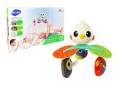 Lean-toys Detský kolotoč na posteľ a kočík Farebné vtáky Melódia