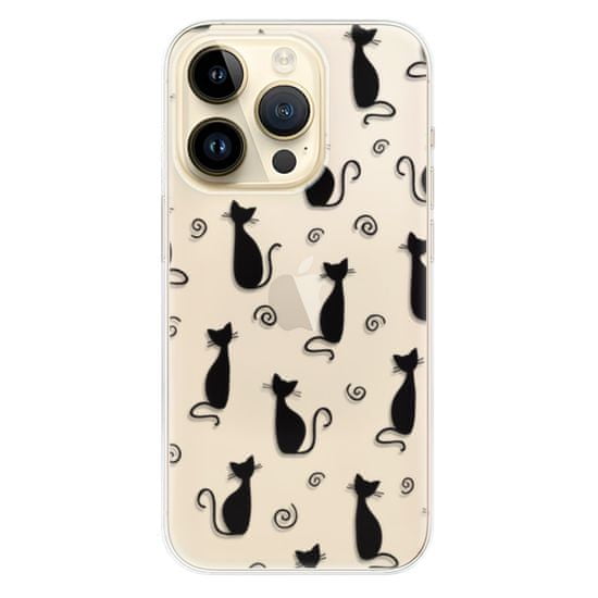 iSaprio Silikónové puzdro - Cat pattern 05 - black pre iPhone 14 Pro