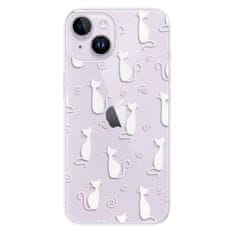 iSaprio Silikónové puzdro - Cat pattern 05 - white pre iPhone 14