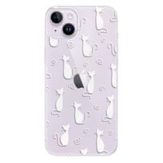 iSaprio Silikónové puzdro - Cat pattern 05 - white pre iPhone 14 Plus